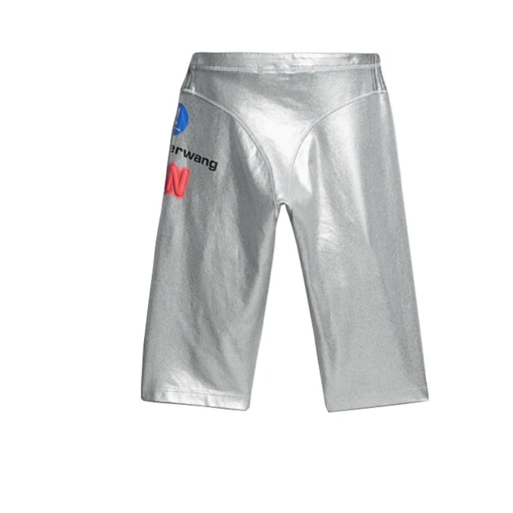 Alexander Wang Adidas Collab Metallic Silver Bike Shorts Size Medium - NWT - Picture 2 of 10